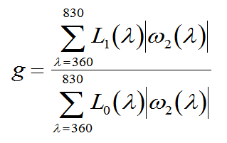 formula for
                      color-rendering ratio g